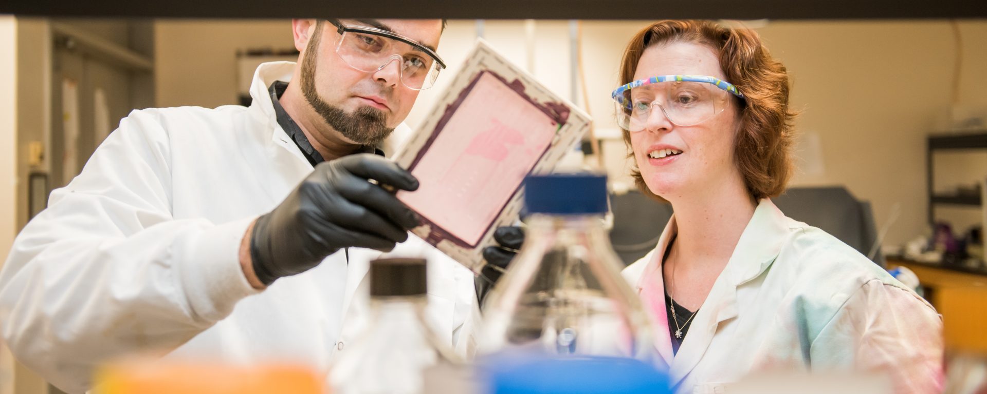 two researchers in the lab.