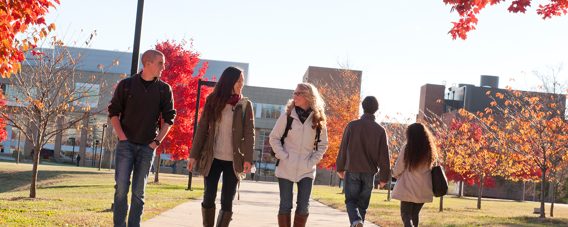 people on campus in autumn