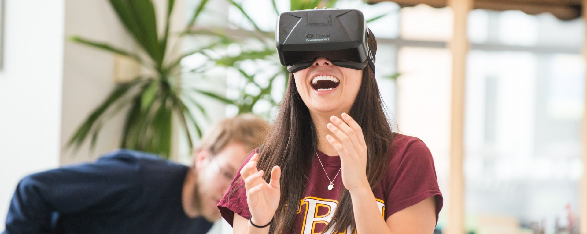 person with virtual reality glasses